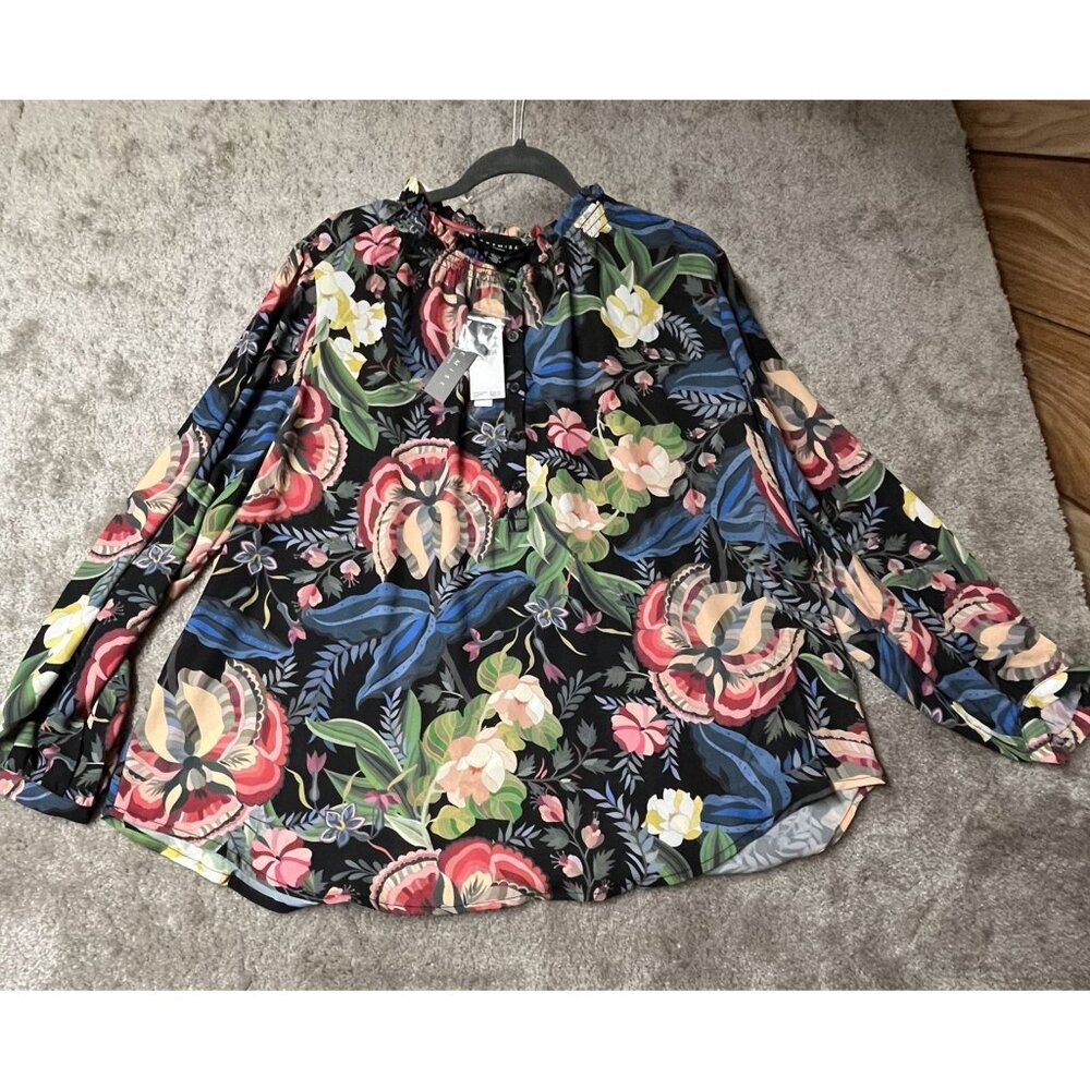 Premise Womans Pullover Blouse/Shirt/Top/Tunic Size 1X Multicolor Floral NWT $68